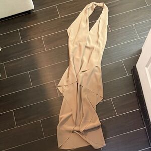Elegant Beige Halter Dress
